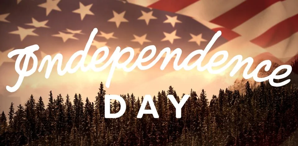 Composite image of independence day text against white background Stock Photos