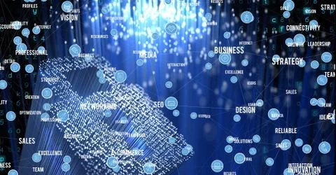 Composite image on interface in 3d Stock Illustration