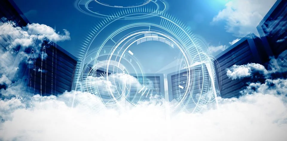 Composite image of interface dial with blue background Illustrazione stock gratuita