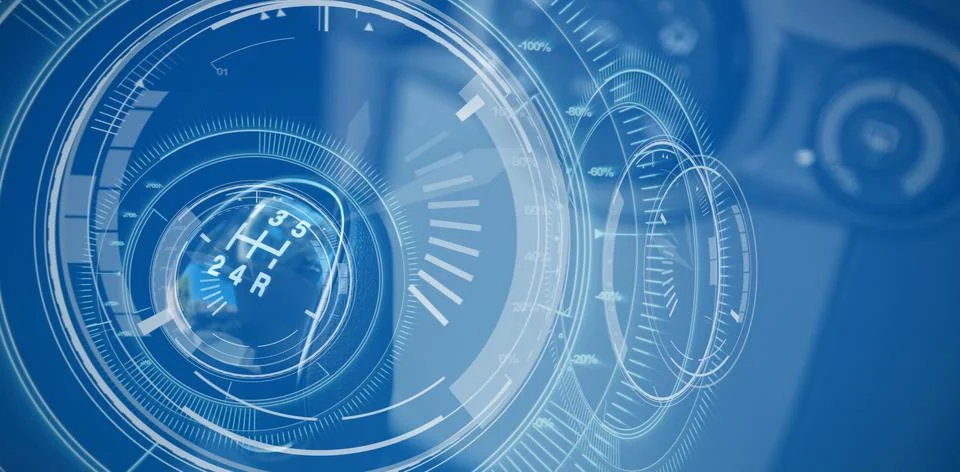 Composite image of interface dial with blue background Free Stock Illustration