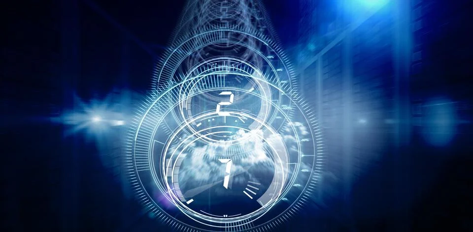 Composite image of interface dial countdown with blue background Gratis stockillustratie