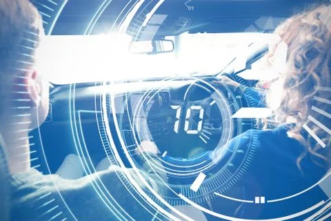 Composite image of interface dial countdown with timer in blue background Free Stock Illustration