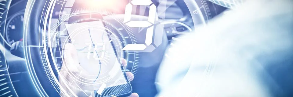 Composite image of interface dial countdown with timer in blue background Stock Illustration