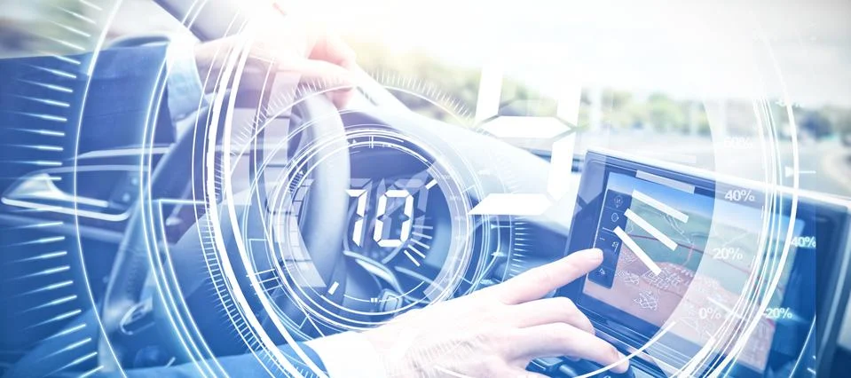 Composite image of interface dial countdown with timer in blue background Stock Illustration