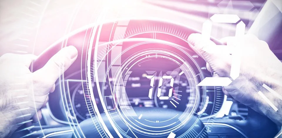 Composite image of interface dial countdown with timer in blue background Stock Illustration