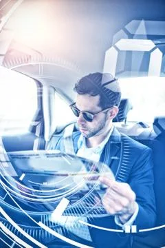 Composite image of interface dial countdown with timer in blue background Stock Photos