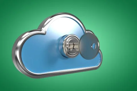 Composite image of key in cloud shape locker 3d Illustrazione stock