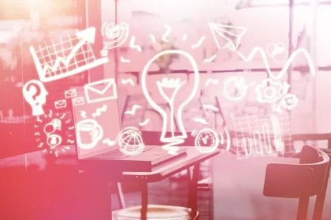 Composite image of laptop on a table 3d Stock Illustration