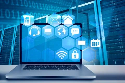 Composite image of a large screen of a computer Stock Illustration