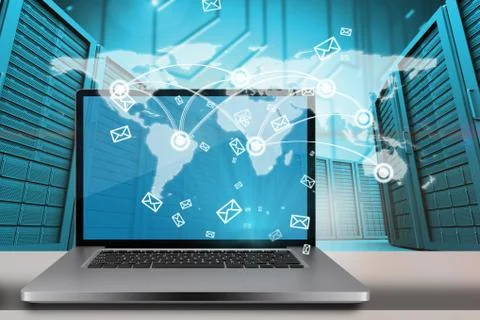 Composite image of a large screen of a computer Stock Illustration