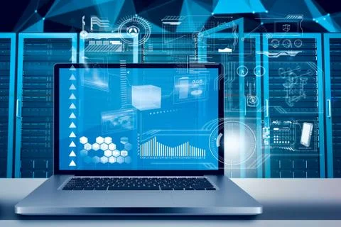 Composite image of a large screen of a computer Illustrazione stock