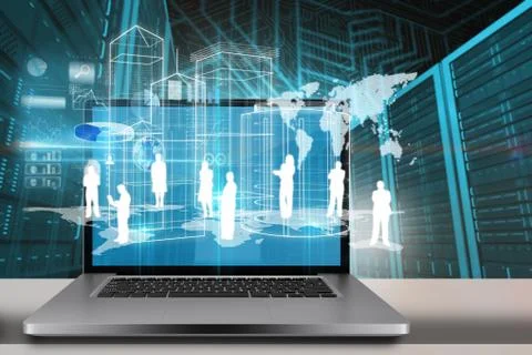 Composite image of a large screen of a computer Illustrazione stock