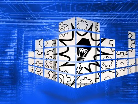 Composite image of light bulb on abstract screen Illustrazione stock