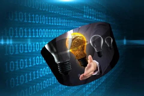Composite image of light bulb graphic on abstract screen Stockillustratie