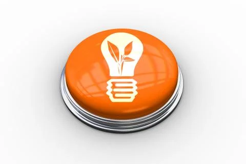 Composite image of light bulb with plant inside graphic on button Stock Illustration