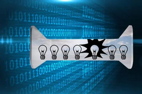 Composite image of light bulbs on abstract screen Illustrazione stock