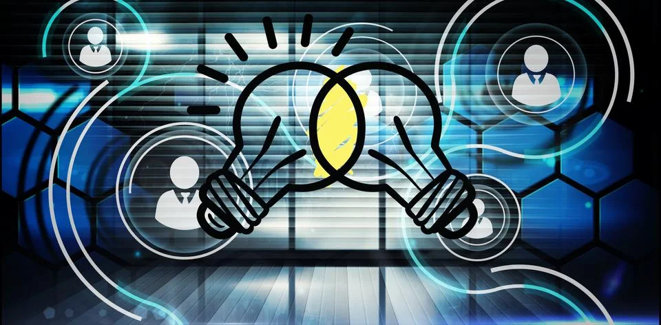 Composite image of linking light bulbs Ilustración de archivo