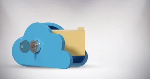 Composite image of locker in cloud shape with folder 3d Stock Illustration