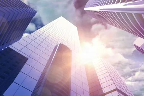 Composite image of low angle view of skyscrapers in city Stock Illustration