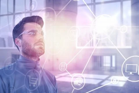 Composite image of low angle view of man wearing protective eyewear 3d 스톡 사진