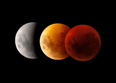 Composite image of lunar eclipse, Victoria, Australia. 스톡 사진