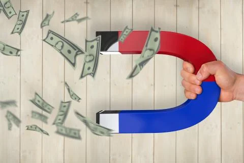 Composite image of magnet attracting dollars Stock Illustration