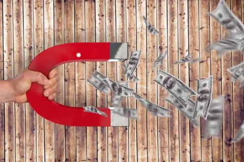 Composite image of magnet attracting dollars Stock Illustration