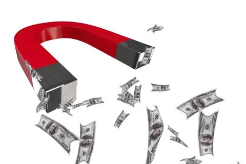 Composite image of magnet attracting dollars Stock Illustration