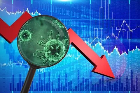 Composite image of magnifying glass. Testing for Coronavirus pandemic Stock Illustration