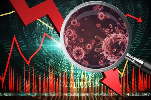 Composite image of magnifying glass. Testing for Coronavirus pandemic Stock Illustration