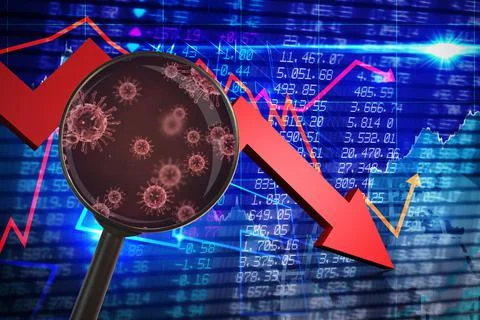 Composite image of magnifying glass. Testing for Coronavirus pandemic Stock Illustration