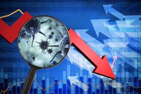 Composite image of magnifying glass. Testing for Coronavirus pandemic Stock Illustration