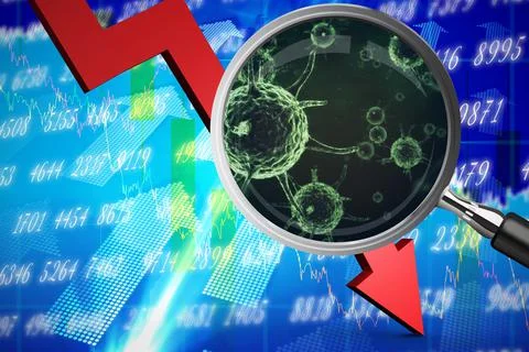 Composite image of magnifying glass. Testing for Coronavirus pandemic Stock Illustration