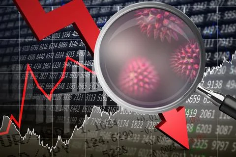 Composite image of magnifying glass. Testing for Coronavirus pandemic Stock Illustration