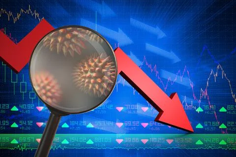 Composite image of magnifying glass. Testing for Coronavirus pandemic Stock Illustration