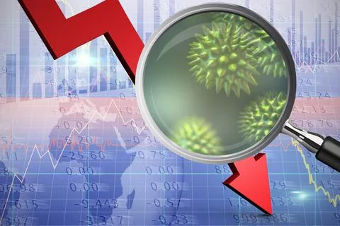 Composite image of magnifying glass. Testing for Coronavirus pandemic Stock Illustration