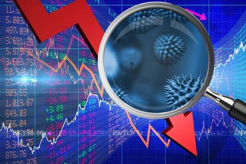 Composite image of magnifying glass. Testing for Coronavirus pandemic Stock Illustration