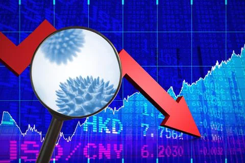 Composite image of magnifying glass. Testing for Coronavirus pandemic Stock Illustration