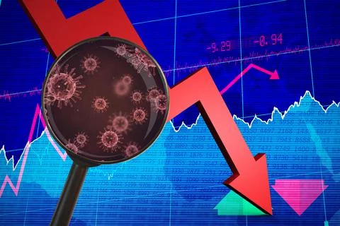 Composite image of magnifying glass. Testing for Coronavirus pandemic Stock Illustration