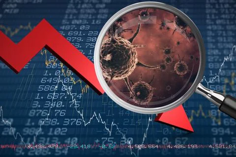 Composite image of magnifying glass. Testing for Coronavirus pandemic Stock Illustration