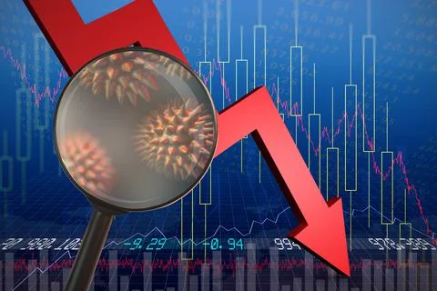 Composite image of magnifying glass. Testing for Coronavirus pandemic Illustrazione stock