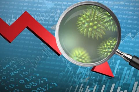 Composite image of magnifying glass. Testing for Coronavirus pandemic Stock Illustration