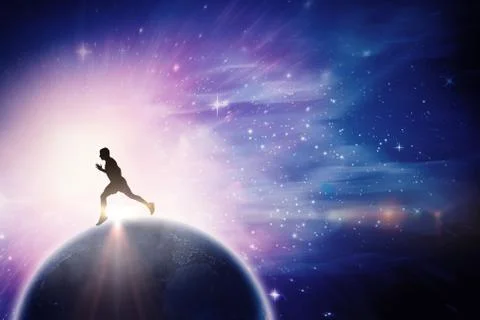 Composite image of male runner running Stock Illustration