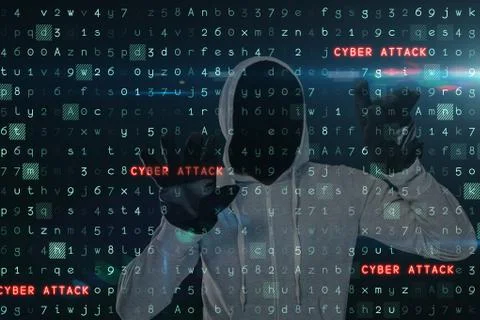 Composite image of man against digital background Illustrazione stock