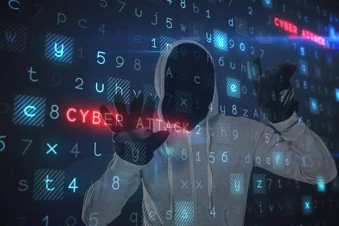 Composite image of man against digital background Stock Illustration