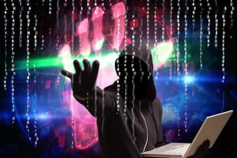 Composite image of man against digital background 스톡 사진