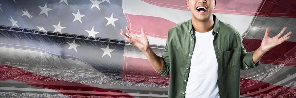 Composite image of man gesturing against white background Stock Photos