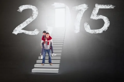 Composite image of man giving girlfriend piggy back 스톡 일러스트