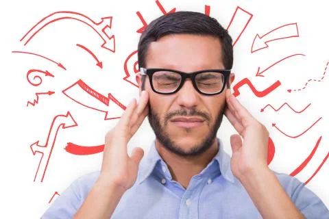 Composite image of man with headache Stock Illustration