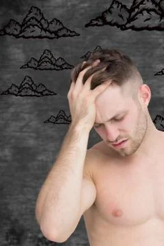 Composite image of man with headache Stock Illustration